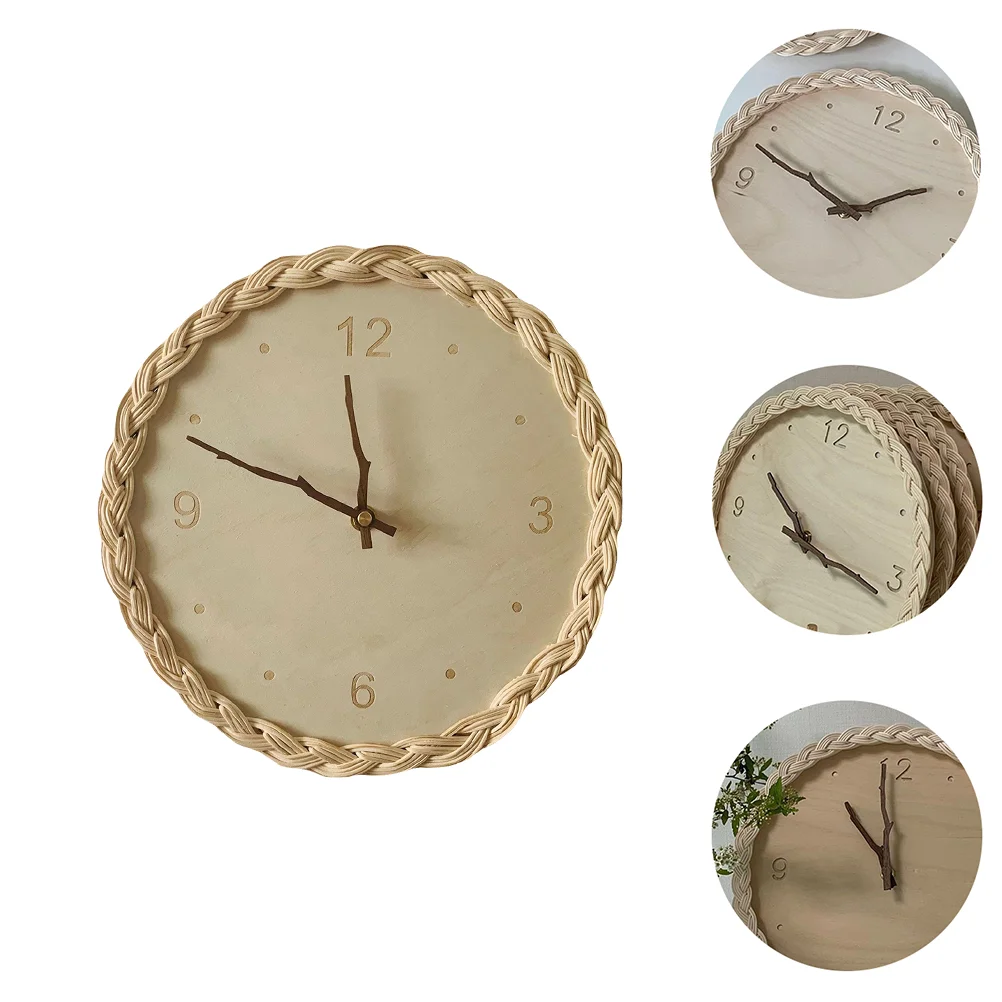 

Manual Rattan Digital Clock Office Home Decoration Hanging Wall Basswood Household