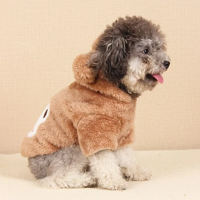 Winter Dog Coat Puppy Warm Fleece Hoodies Cute Bear Design Pet Jumpsuit Soft Pet Clothes Dog Cats Teddy