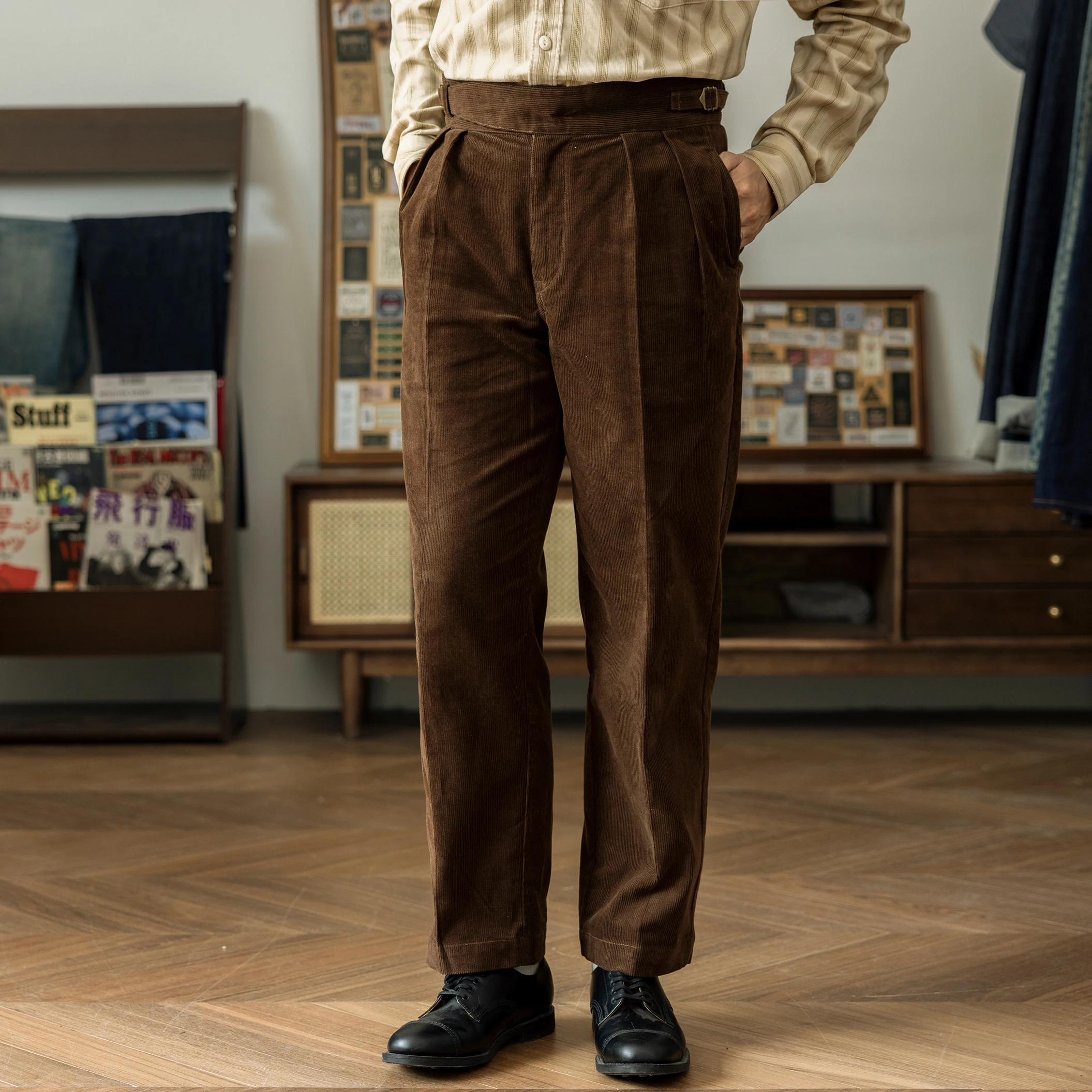 GDCK-0013 RedTornado Super Quality High Waist Washed Pants Sanforized Corduroy Cotton Casual Gurkha Chino 3