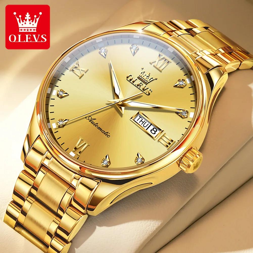 OLEVS nový automatický hodinky pro muži luxusní diamant náramkové hodinky watchstrap nerez ocel krám pánské hodinky relogio masculino