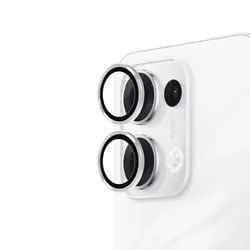 Premium Rear Camera Lens Protector with Metal Ring for Enhanced Durability and Clarity (Silver)