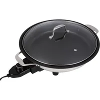 Electric Skillet By Cucina Pro -18/10 Stainless Steel,Frying Pan with Non Stick Interior,Glass Lid,12" Round,Temperature Control 2