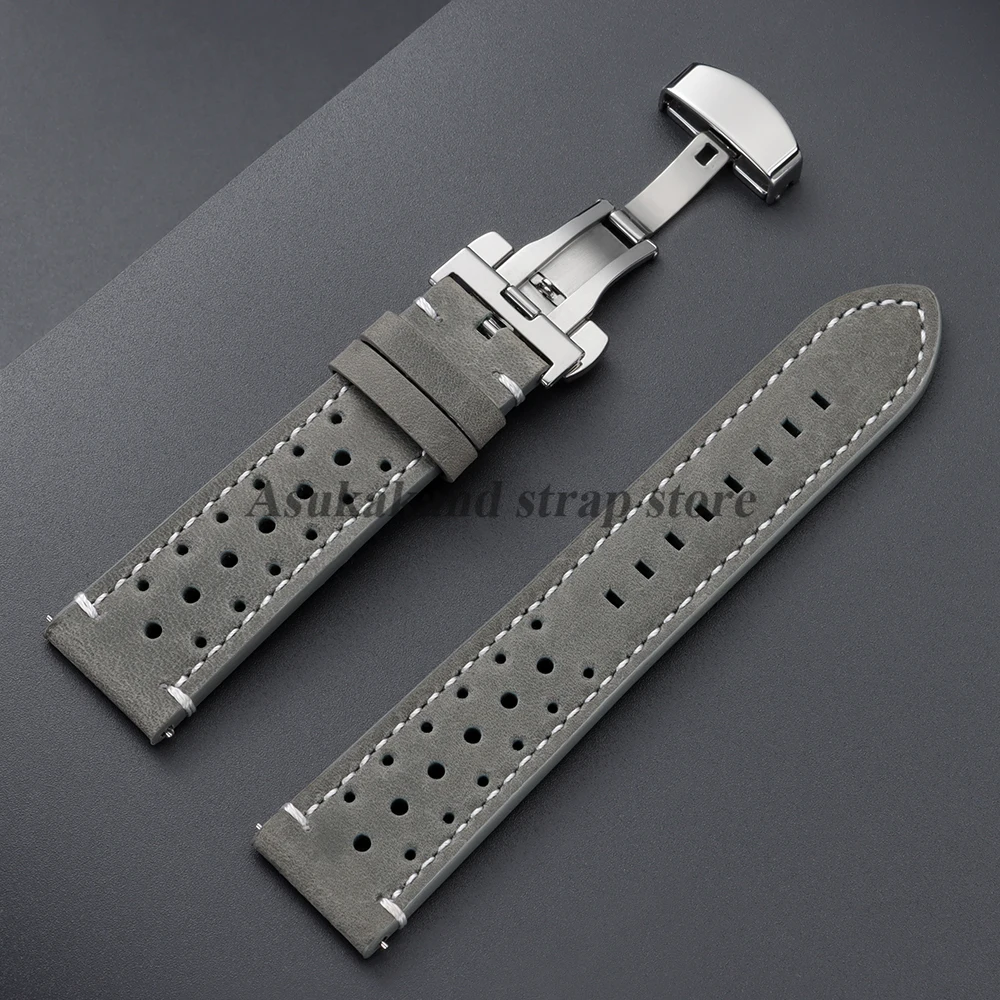 Premium Leather Watchband with Butterfly Buckle - Universal Size Range Bracelet