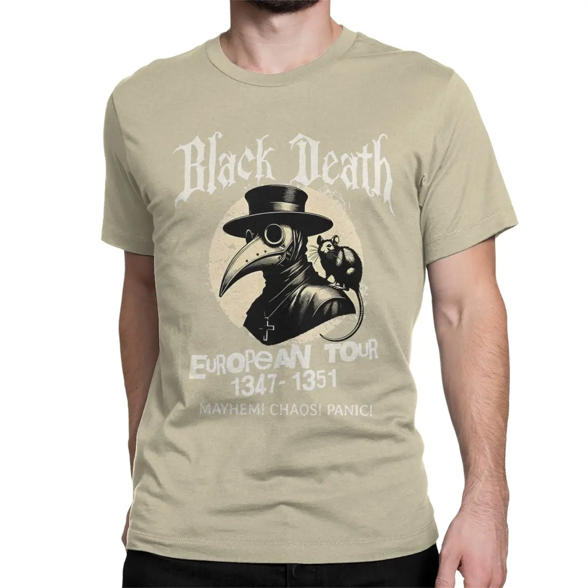 thumbnail image 1 of Camiseta de la gira europea del Doctor de la Plaga, Muerte Negra, para hombre y mujer, divertida camiseta de algodón, cuello redondo, manga corta, ropa estampada, 1 of 7
