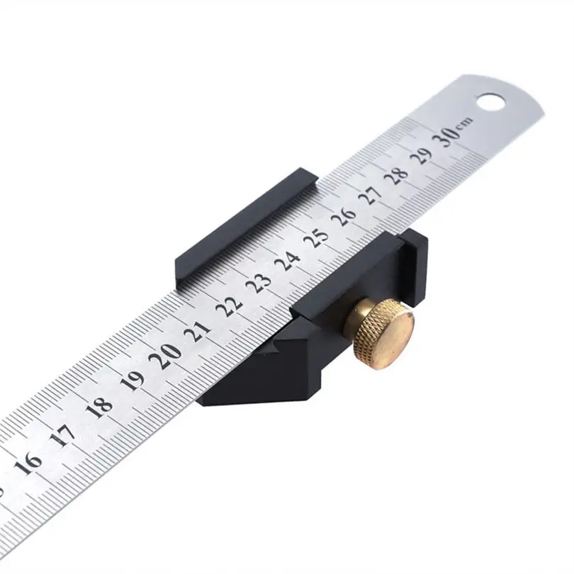 

Woodworking Scribing Steel Ruler Positioning Block Locator Measuring Tools Limit Block for Woodworking DIY Scribing Tool