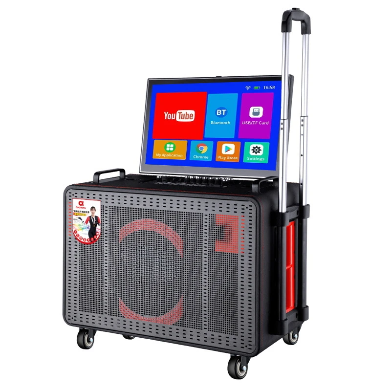 Display screen Flip cover Outdoor mobile trolley case Home Karaoke video all-in-one machine
