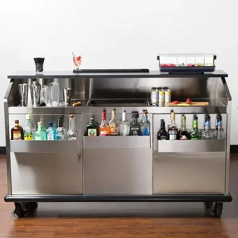 Stainless Steel Portable Bar Station Wedding Party Removable Cocktail Bar Station