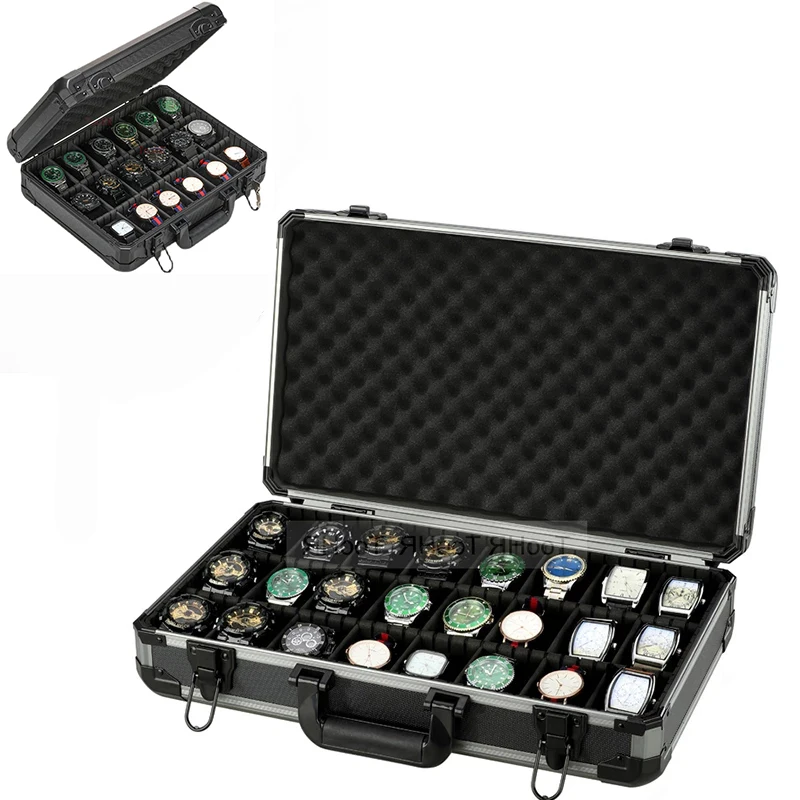 

18/24 Slots Aluminum Watch Storage Box Case Display Watch Bracket Clock Watch Clock Storage Box Soft Watch Pillow Clock Boxes