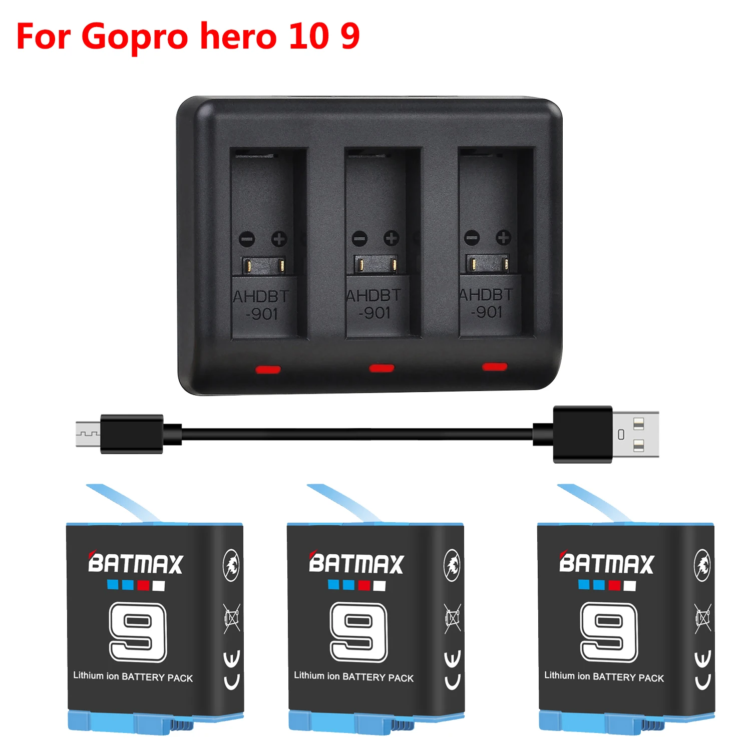 1780mah Batmax Battery For Gopro 9 Liion Battery Hero 10 11 + Led Smart 3slots Charger For Go