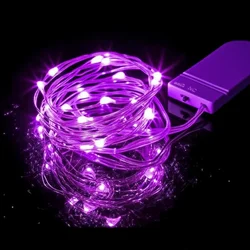 Twinkling LED Fairy Lights - Battery Operated, Waterproof Silver Wire Decorative Lights - 2M 20LED (Purple)