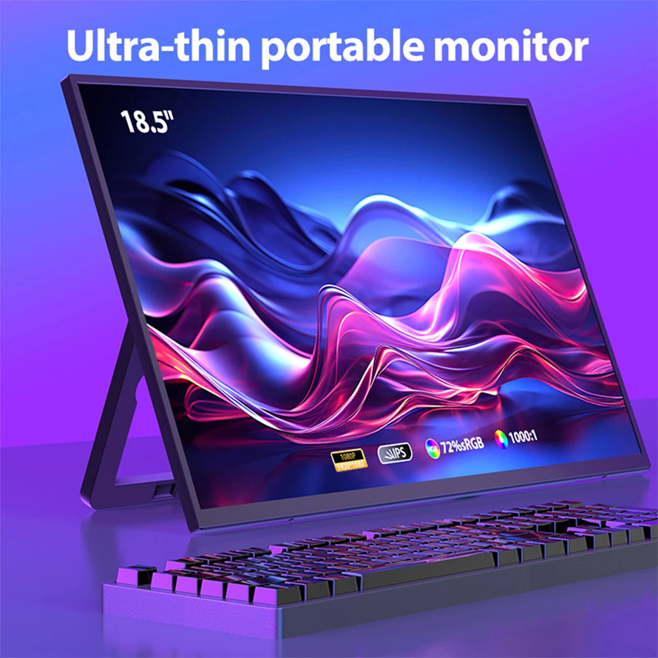 시볼란 21.5인치 100Hz 휴대용 모니터 RGB100% USB C 포트 여행용 보조 화면 데스크탑 노트북용 VESA 홀 내장 스피커
