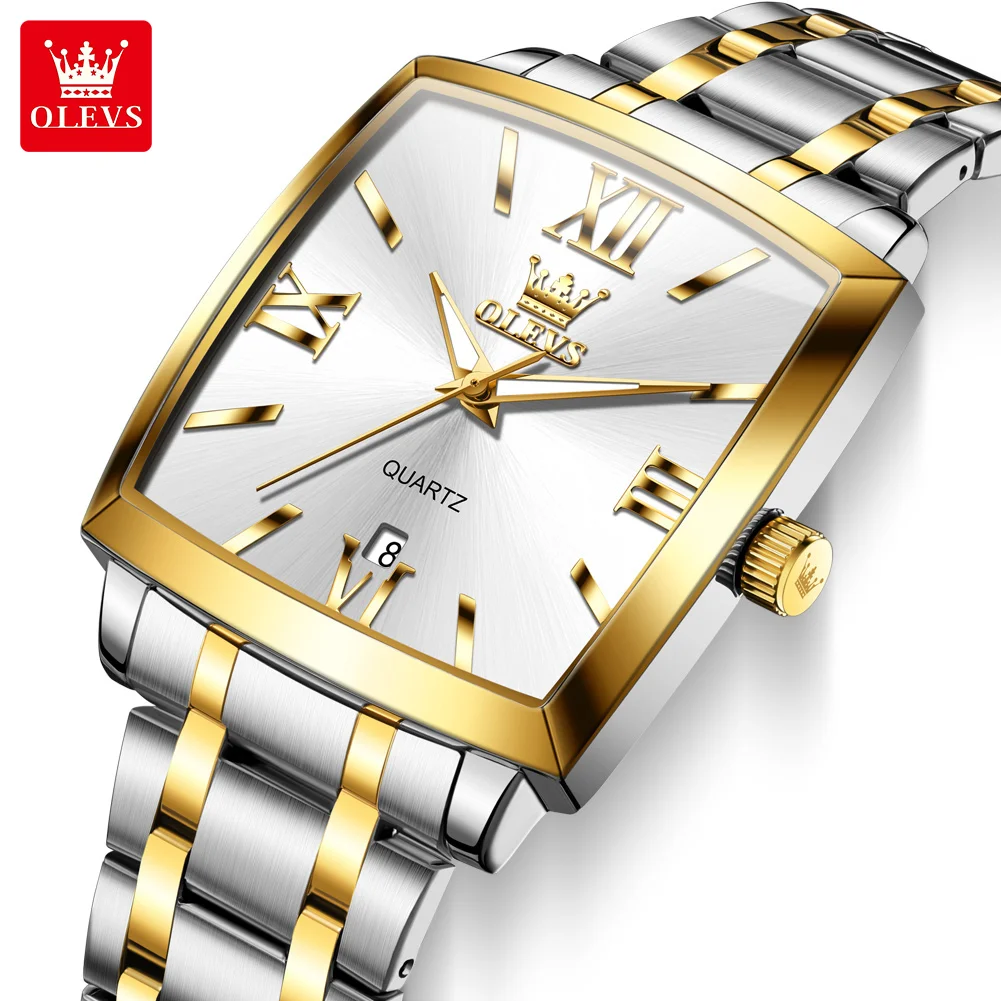 ساعة كوارتز مربعة للرجال ماركة OLEVS، تاريخ بسيط،...