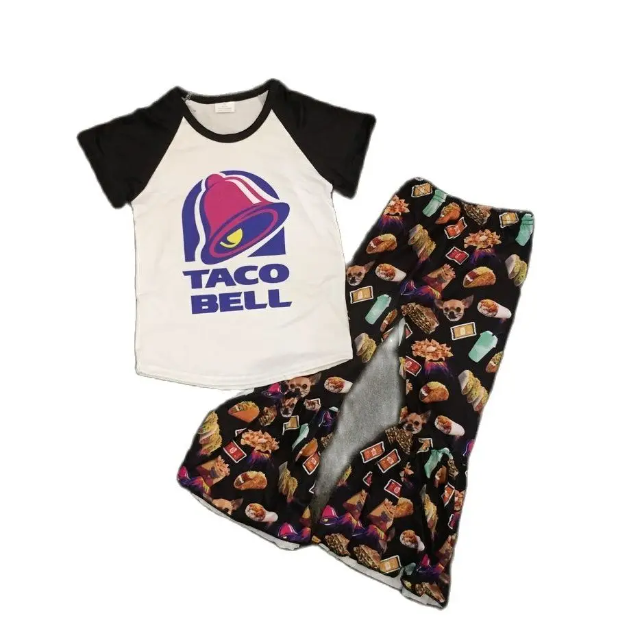 

New Children's Fashion Short-sleeved Printed Trousers Set Casual Style Boutique Clothing