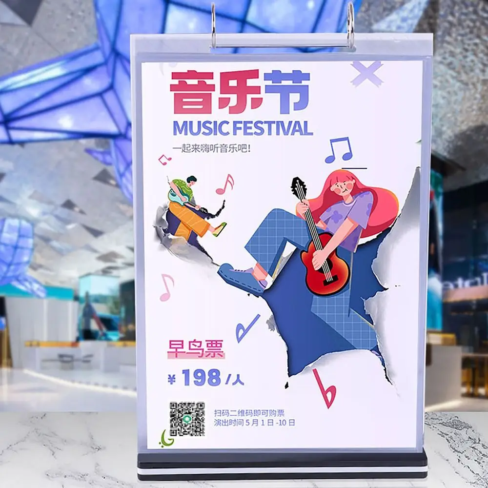 Pageable Table Menu Stand Clear Portrait A4 A5 A6 Pocket Display Waterproof Landscape Flip Menu Stand Dining-table