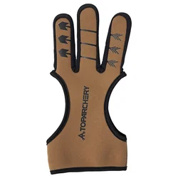 Premium Archery Shooting Glove - Three Finger Guard (Khaki S)
