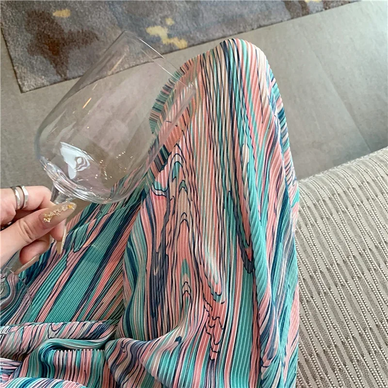 Casual Pants Women Tie-dye Long Summer All-match Loose Mujer Bright Elegant Streetwear Harajuku Stylish 90s High-waist Trousers