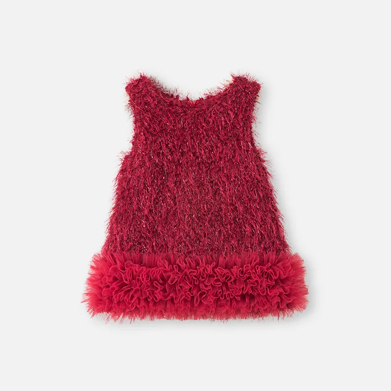 

Baby Girl Christmas Red Dress Fluffy Fur Princess Dress Winter Spring Toddler Child Elegant Tank Top Vest Dress Baby Clothes1-8Y