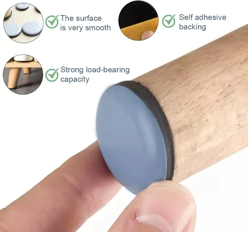 Self-Adhesive Furniture Glide Pads - 4 Pack Anti-Abrasion Floor Protectors & Sliders