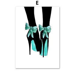 Teal & Black Paris Glam Fashion Canvas Wall Decor: Stylish Art Prints for Bedroom or Living Room (E)