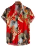 Summer Men Women Fashionable Hawaiian Lapel Shirts Botanical Floral Design Short Sleeve Button Up Shirts Seaside Tops 4
