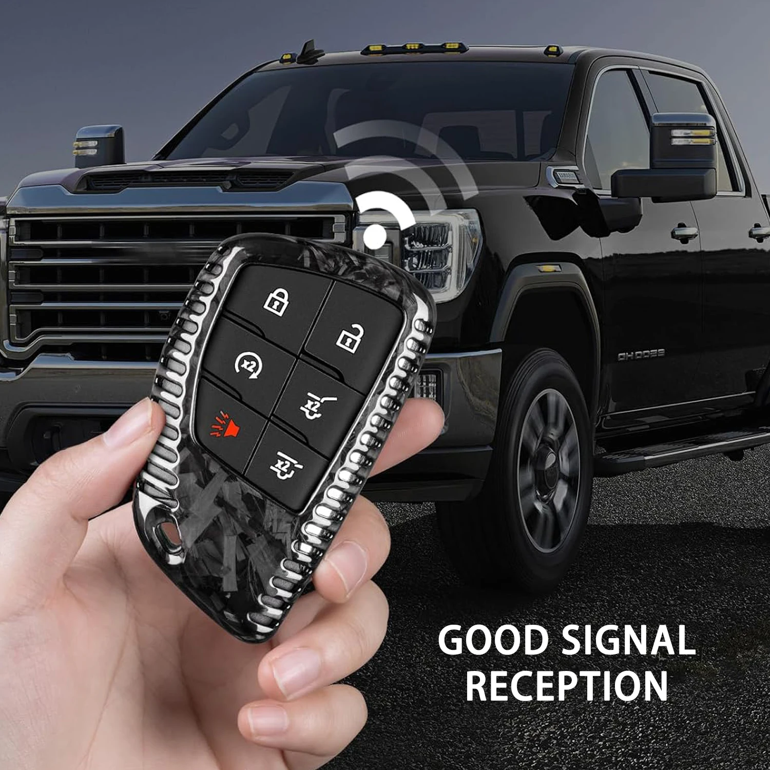 Key Fob Cover For Chevy/GMC – Compatible With 2015-2025 Suburban, Tahoe, Sierra, With Leather Keychain