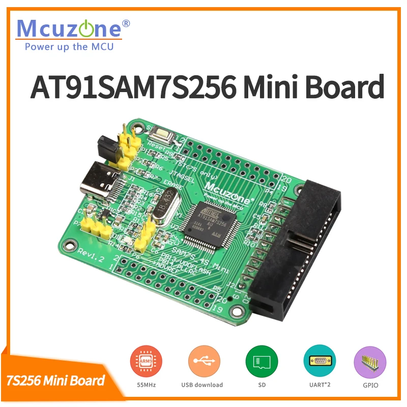 Mini Placa Kit de Desenvolvimento Arm7 7s256 Sam7s256 Usb para Baixo Jtag Microchip Atmel At91sam7s256