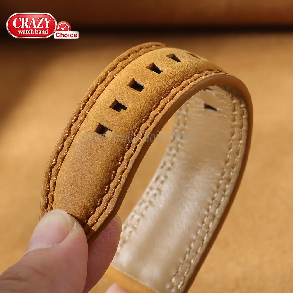 Vintage Leather Watch Band - 22mm Retro Cowhide Strap, Soft Business Style