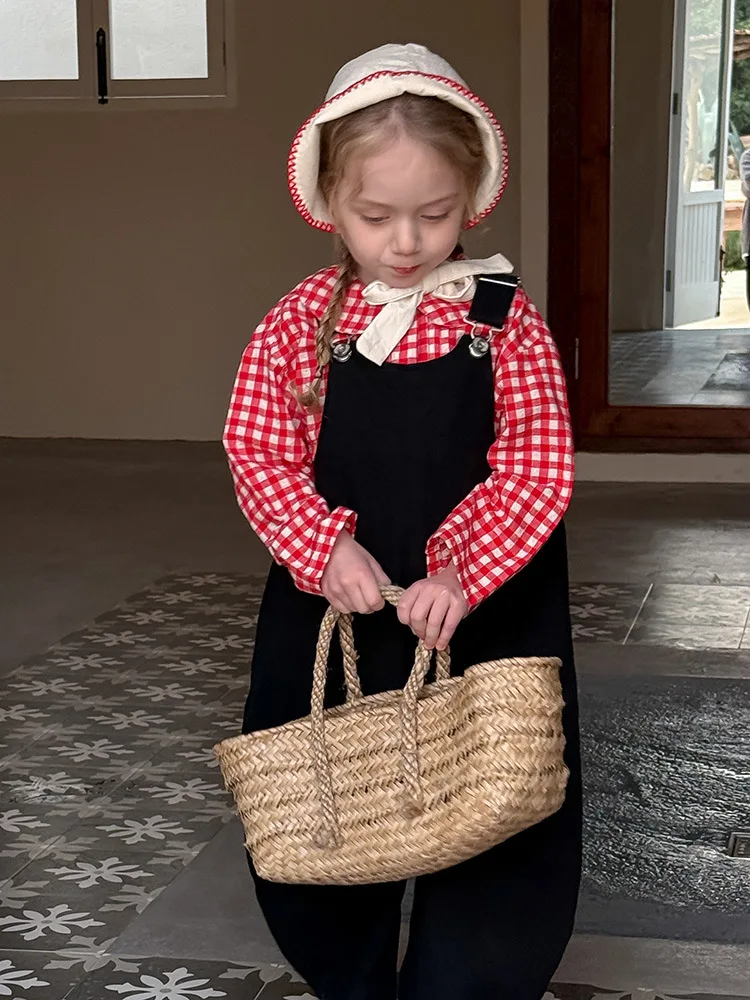 2025 Spring New Children Loose Overalls Cotton Boys Fashion Casual Pants Baby Girls Versatile Strap Trousers Kids Clothes