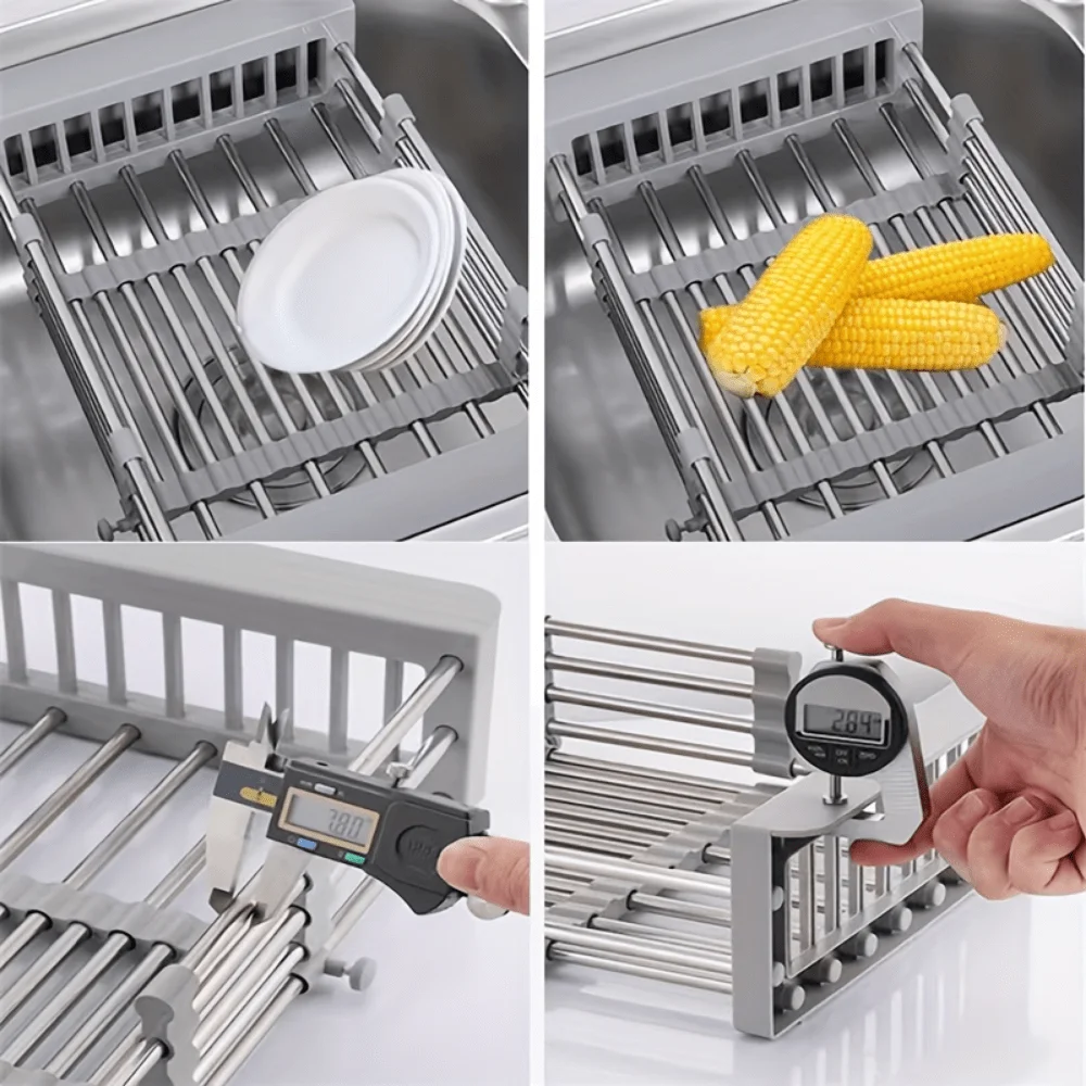 Kitchen Shelf Sink Retractable Draining Basket To Wash Fruits and Vegetables Draining Rack Drying Rack Adjustable Drainage Racks 3