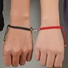 Bracelet porte-bonheur en corde tressée rouge, 2 pièces, pour femmes et hommes, cœur romantique, magnétique, assorti, bijoux pour amoureux de la saint-valentin