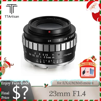 TTArtisan APS-C 고속 문서 렌즈, 후지 X-E2 소니 A6600 캐논 M5 니콘 Z50 올림푸스 E-M5, 23mm F1.4 MF