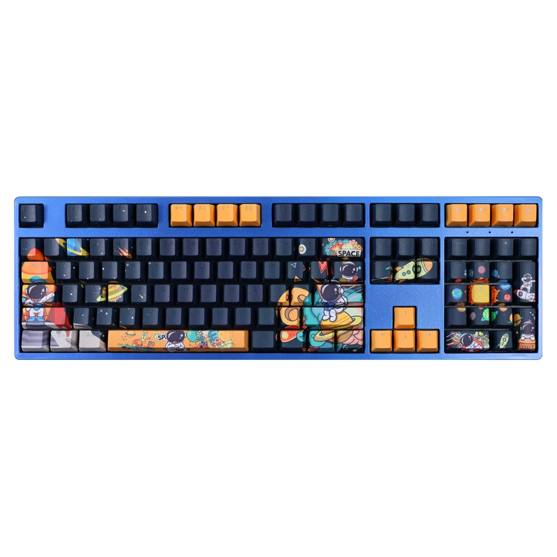 Chaves Conjunto Astronauta Pbt Tintura Subbed Keycaps Bidimensional dos Desenhos Animados Anime Jogo Chave Bonés Oem Perfil Backlit Keycap 108 - Imagem 3