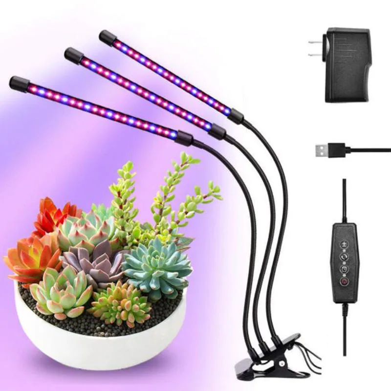 3-Head Timing Usb Led Plant Grow Light Growing Controller Per Lampada Phyto Regolabile Per Camera Dei Fiori Indoor Green House A2