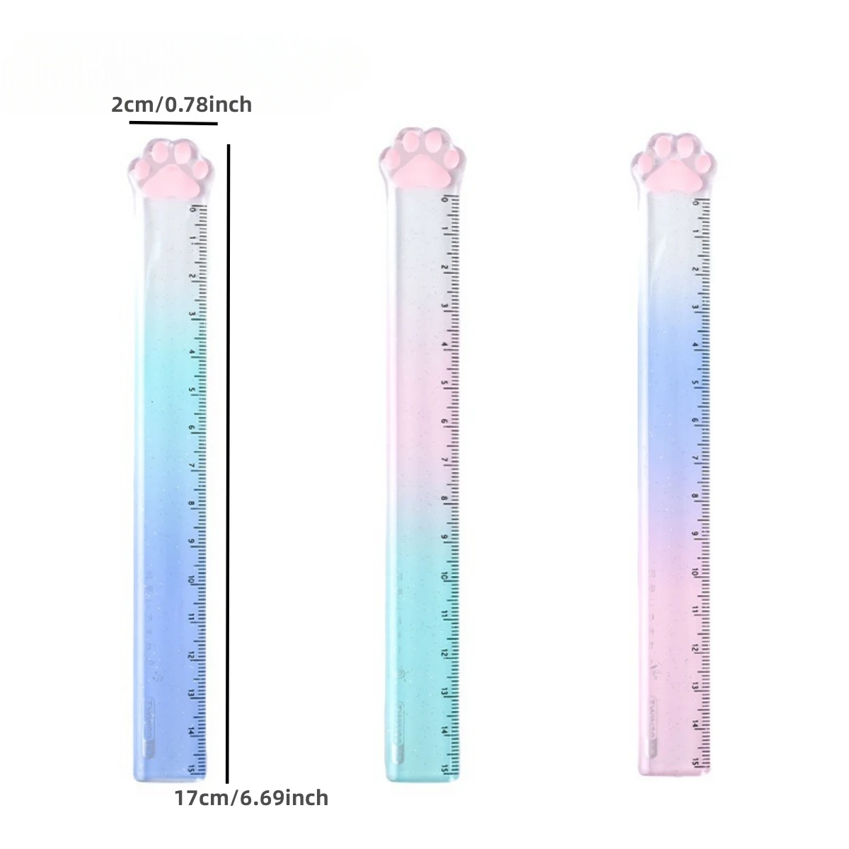 Straight Ruler 15M Cat Claw Gradient Measuring Tool Korean Style School Stationery Supply Kawaii Accessories