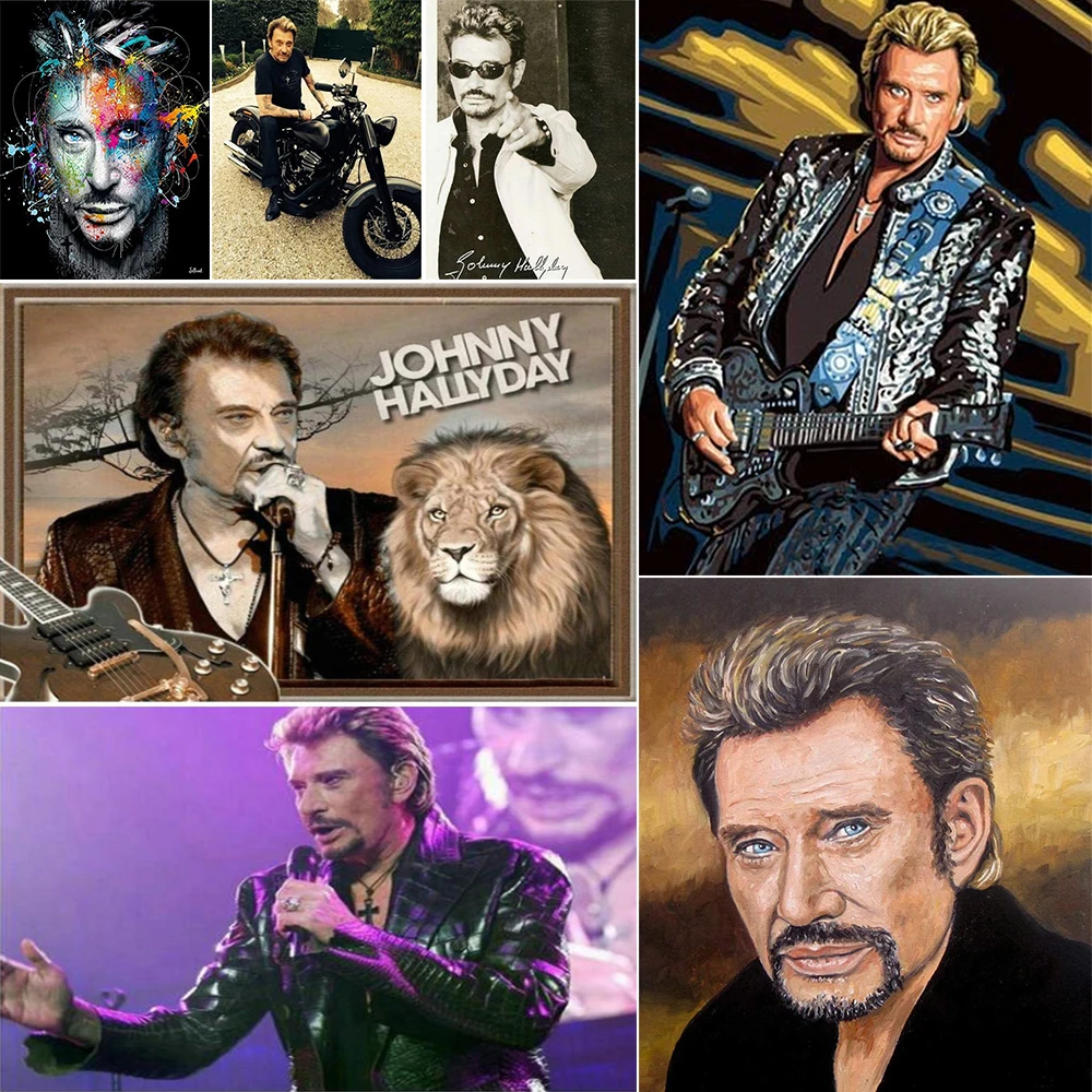 JLANEZI 5D Bricolage Diamant Peinture Johnny Hallyday Point