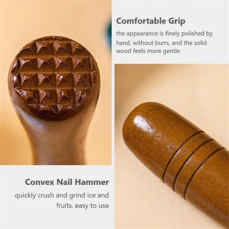 Wooden Manual Lemon Juice Hammer Multifunctional Milk Tea Blending Stirring Rod Crushed Ice Bar Milk Tea Fruit Cocktail Tools