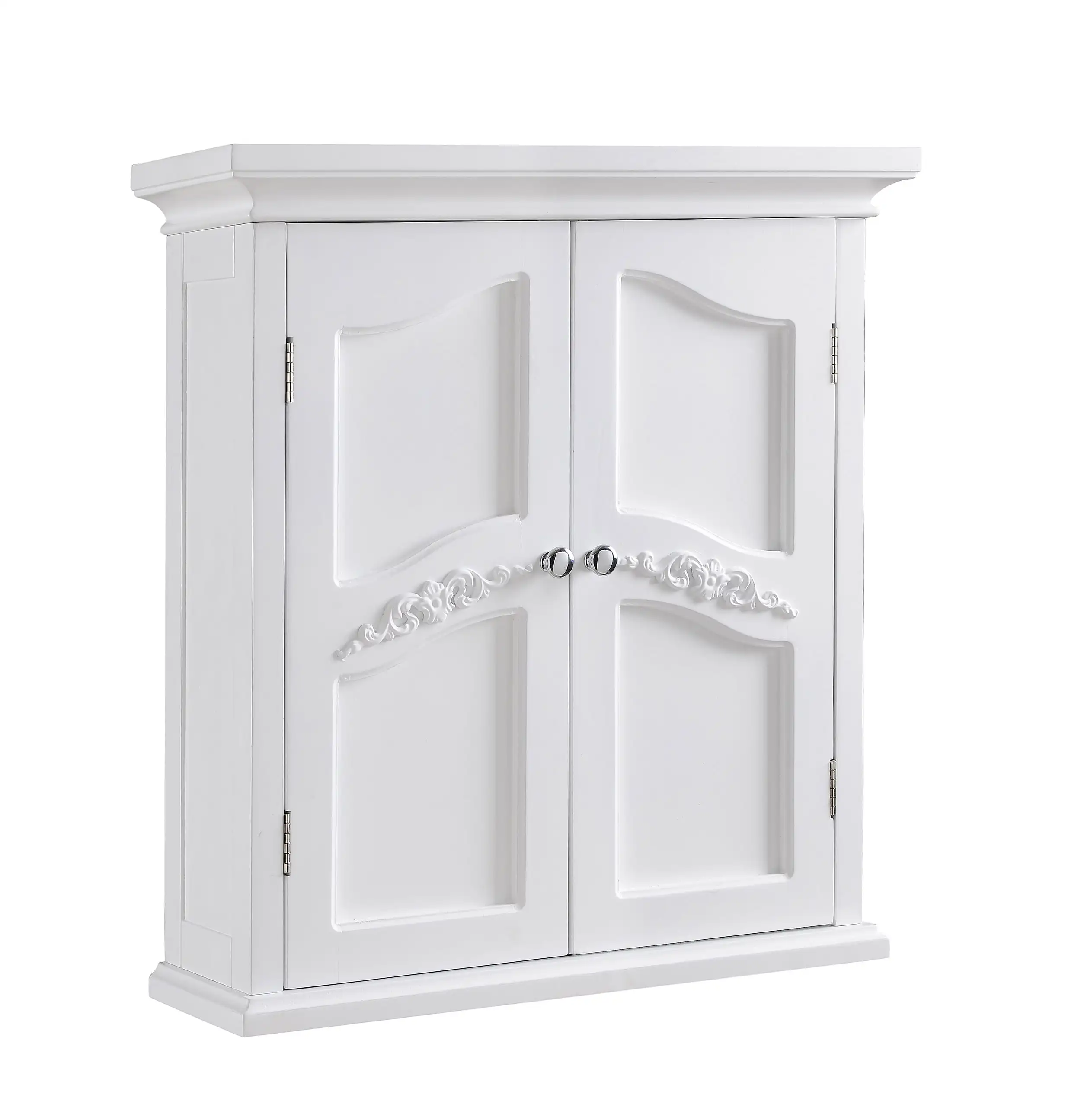 

Teamson Home Versailles Wooden Wall Cabinet with 2 Shelves White classic style adjustable storage engineered wood