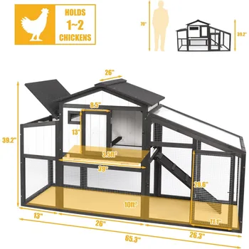 Two-Story Rabbit Hutch with Indoor/Outdoor Wooden Chicken Coop, Nesting Box, Ramp, and Deep Leak-Proof Design 2