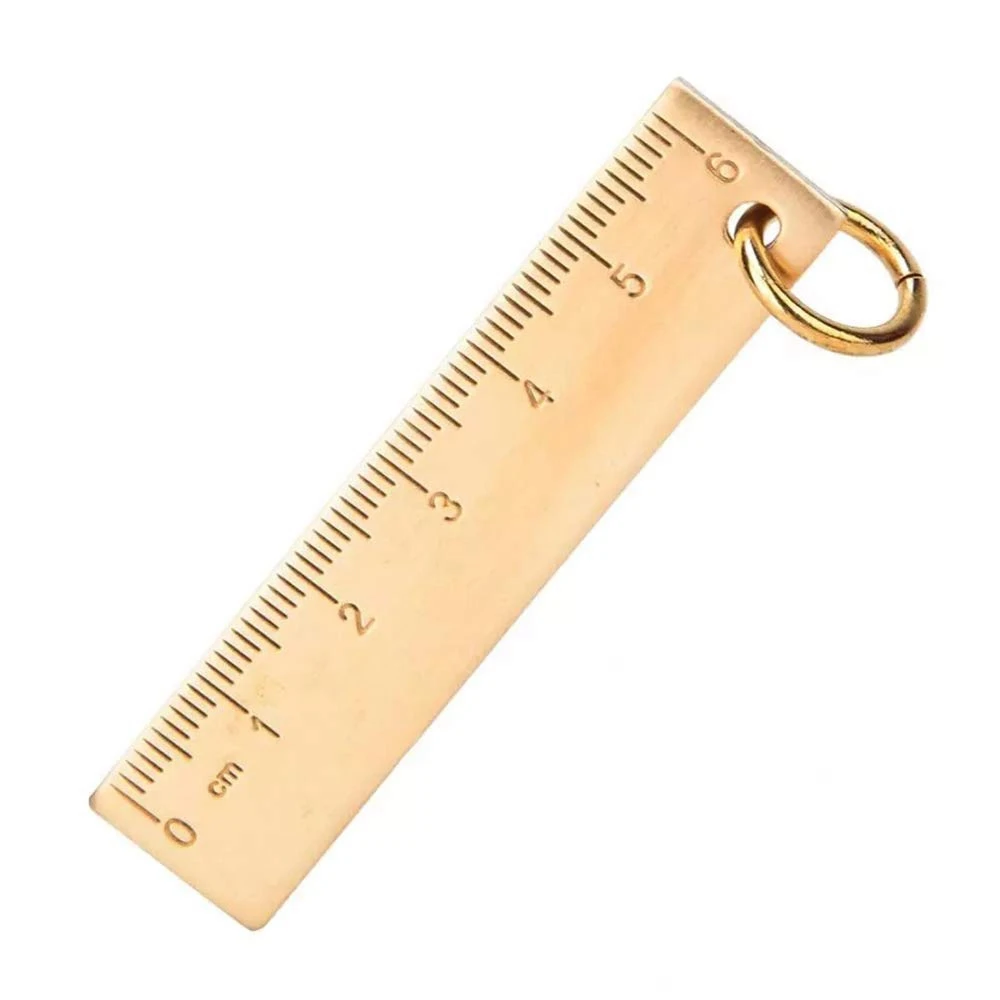 J1UL1N 2Pc 6Cm 소형 구리 자 3Mm 두꺼운 황동 금속 자 구리 키 펜던트 번호판 제도 용품 미니 자