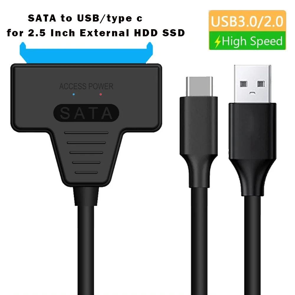 Sata To USB Cable Adapter 2.5 Inch External HDD SSD Hard Drive SATA 3 22 Pin Up to 6 Gbps USB 3.0 / 2.0 Sata III Cord