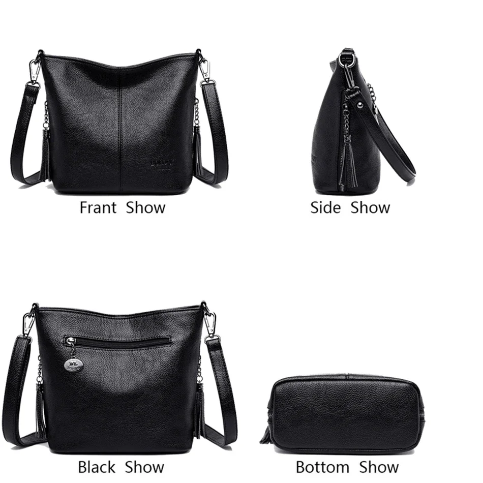Leather Handbag, Crossbody Bags, Women Handbags-Ladies Hand Crossbody Leather Purses and Shoulder Bags Designer Bucket Sac