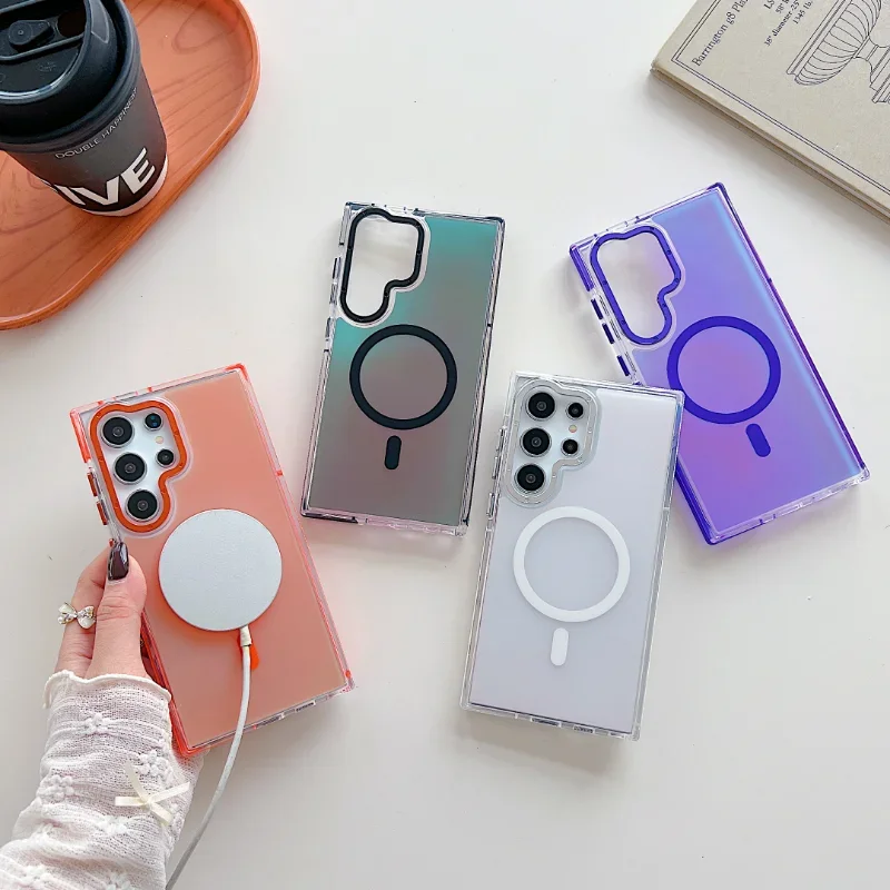 Enhanced Metal Lens MagSafe Phone Case with Wireless Charging and Discolour Cover