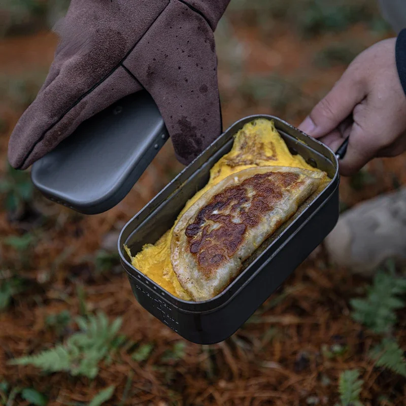Campingmoon Hard Alumina Alloy Portable Heated Picnic Outdoor Camping Cookware Bento Lunch Meal Box camping cookware,camping cookware set