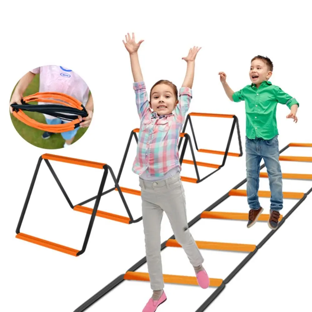 Orange Agile Ladder Carbon Steel Foldable Soccer Speed Ladder Instant Set-up Multifunctional Footwork Training Jump