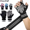 1Pair Half Finger Gym Fitness Gloves with Wrist Wrap Support for Men Women Crossfit Workout Power Weight Lifting Equipment 1