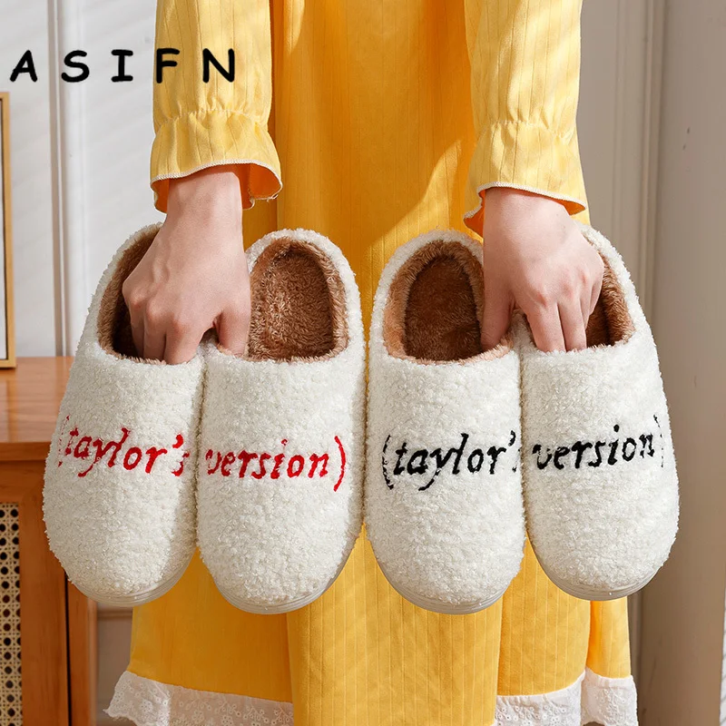 ASIFN Women Taylor's Slippers Winter Taylor Style Version Cozy Embroidered Slides Soft Swifties 1989 Shoes Houseshoes For Gift