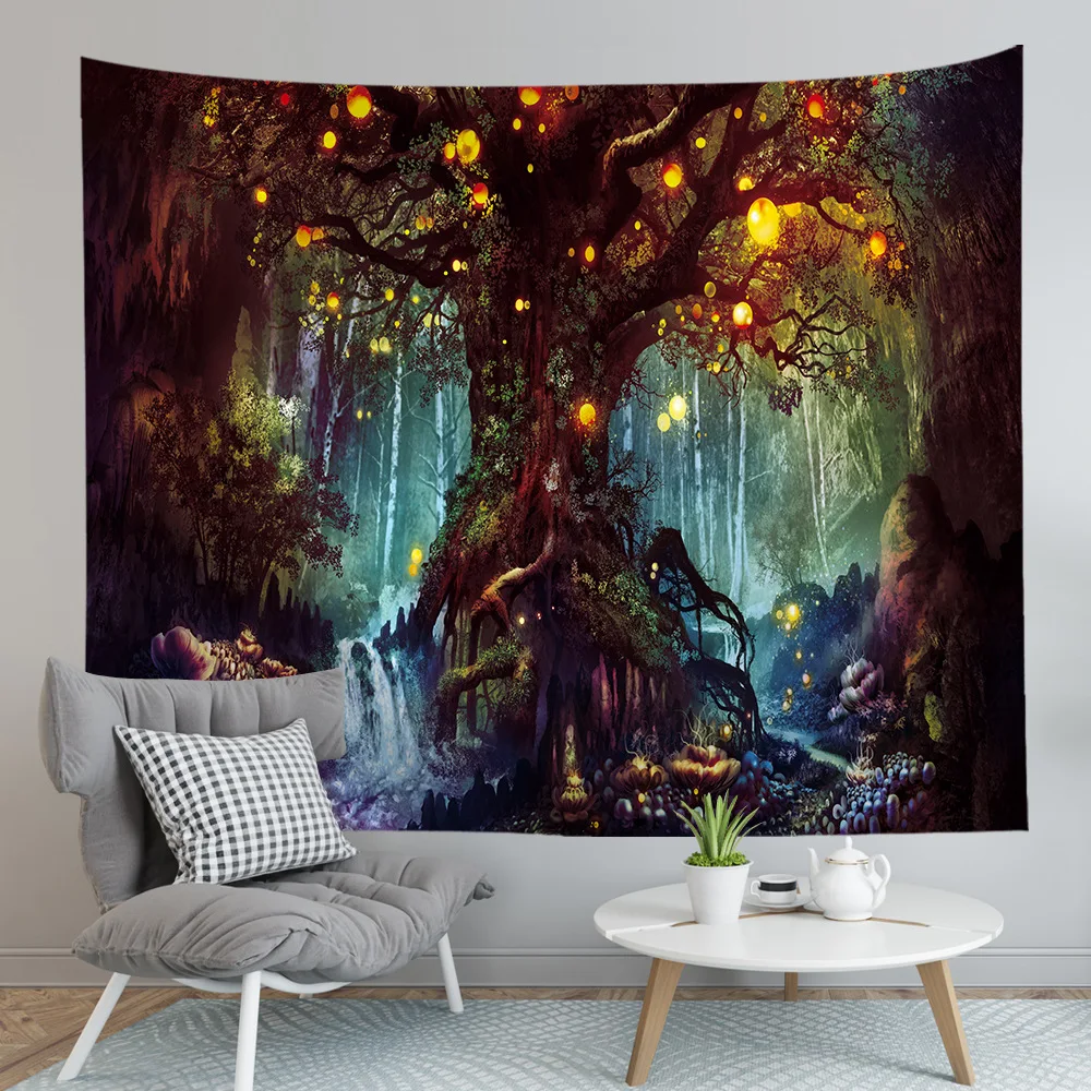 Forest Life Tree Wall Hanging Tapestry Fantasy Plant Magical Castle Tapestry  Hippie Psychedelic Decorative Wall Carpet Bed Sheet AliExpress