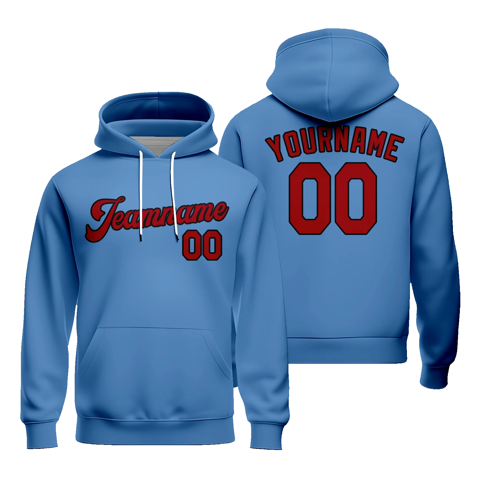 Solid Color Unisex Baseball Hoodies Sublimation with Team Name Number Pullover Hooded
