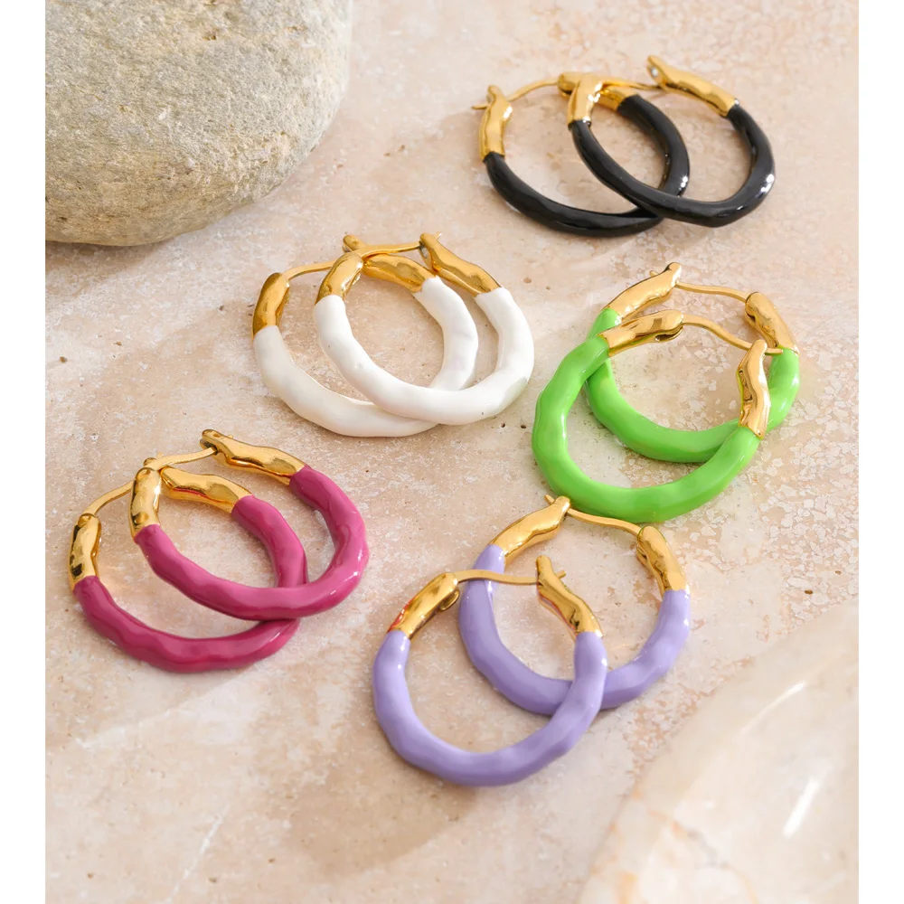 Yhpup Hoop Earrings Multi-Color Round Y2K