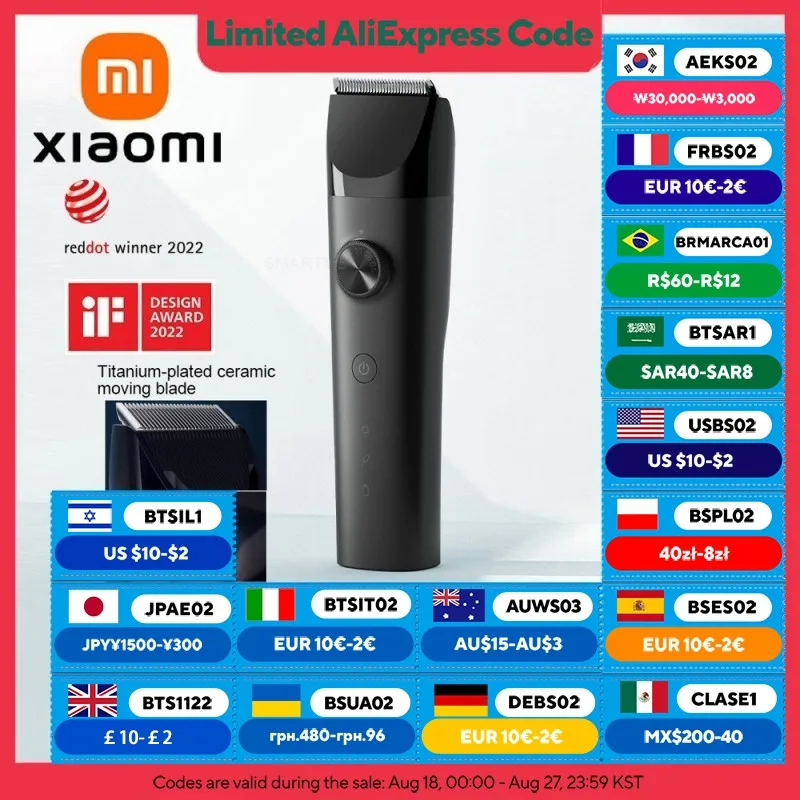 XIAOMI MIJIA Hair Trimmer Machine IPX7 Waterproof Hair Clipper Professional Cordless Electric Cutting Barber Trimmers Men